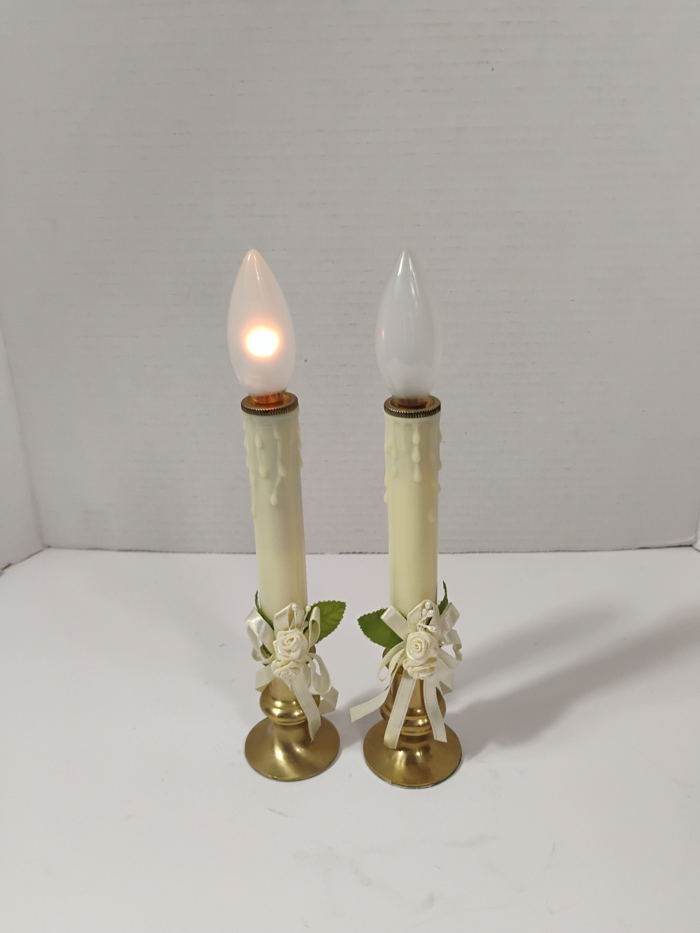 Ivory Wedding Candle Tapers with Gold Bases - Decorative Holiday Decor